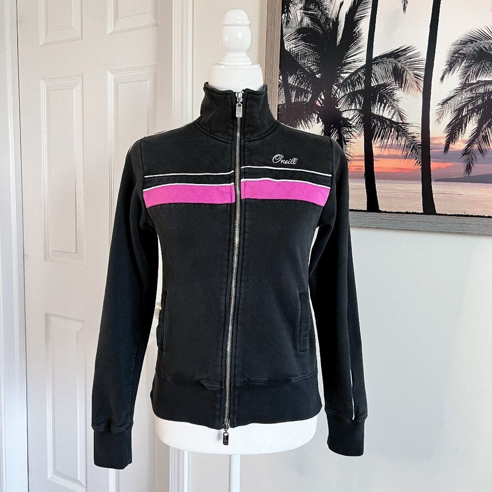 Women's Vintage O'Neill Sweatshirt | Black | Full Zip | High Neck | Size Medium